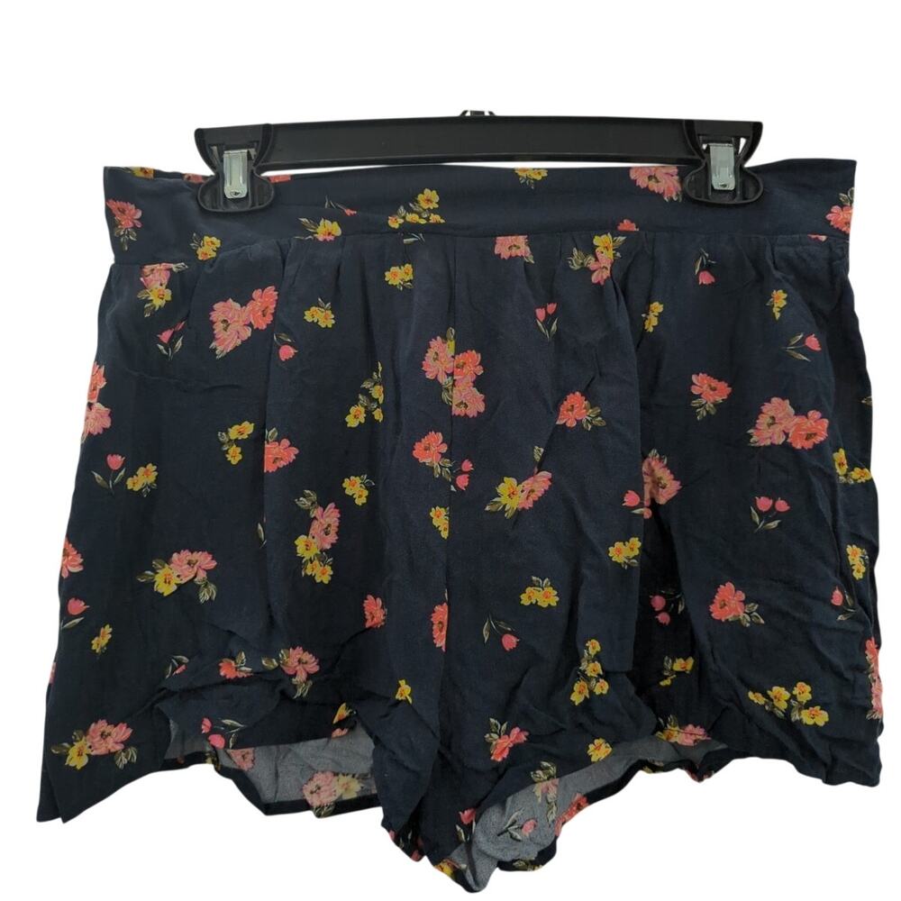 Love Fire XL Shorts Ruffle Hem Pull on Blue Floral Coquette soft girl cottage